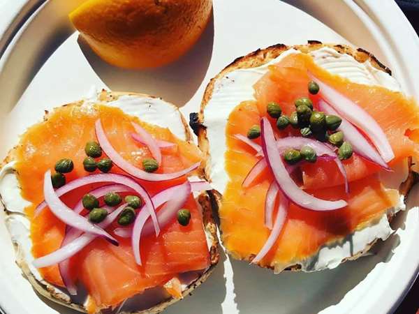 Lox bagel with capers