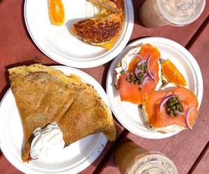 Lox bagel, nutella crepe and iced chai