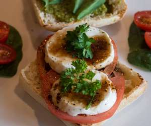 Caprese, mozzarella, tomato, basil