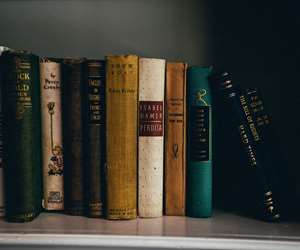 Bookshelf, Old Leather Bound books