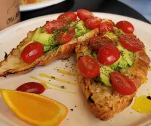Avocado on Toasted and Buttered Croissant